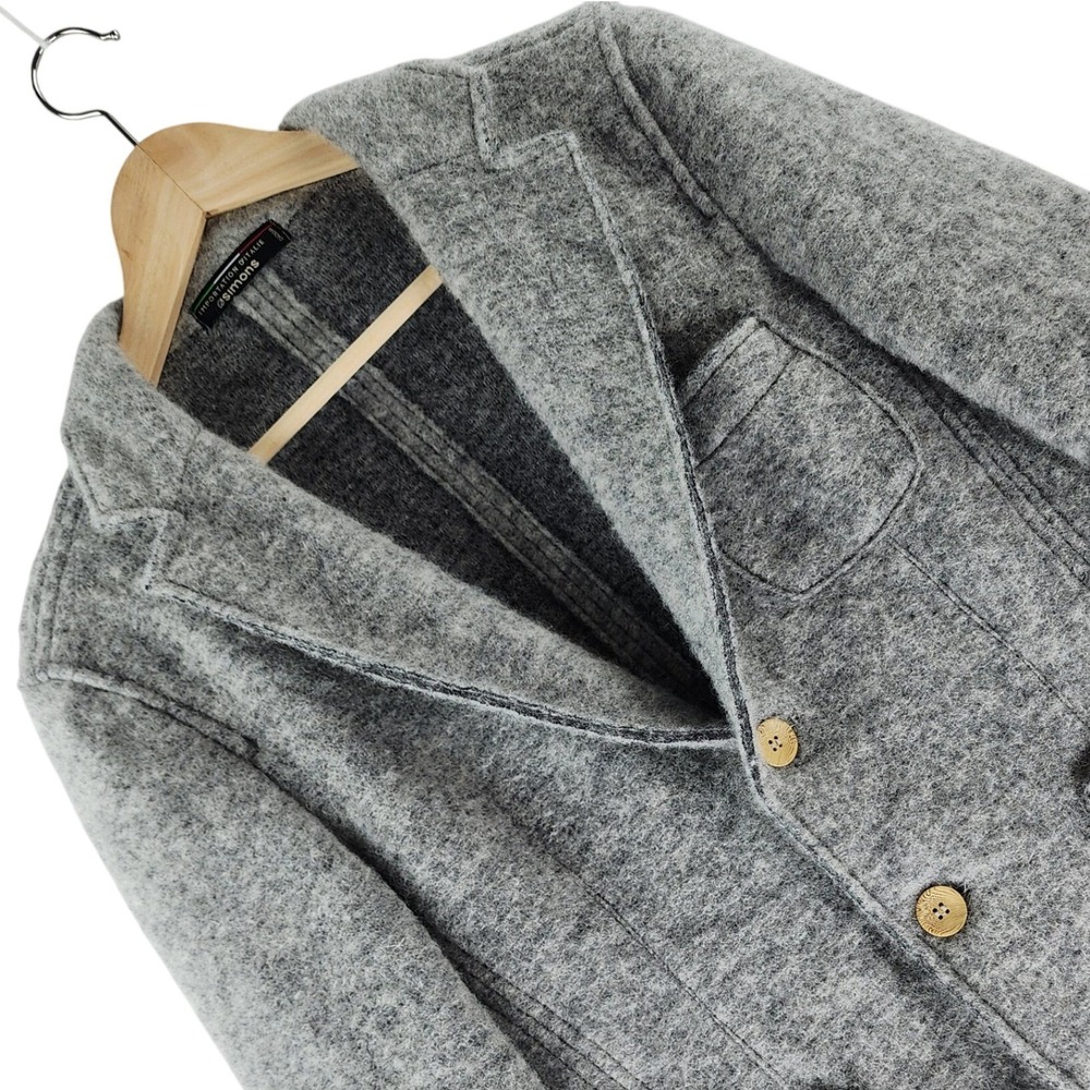 Simons Womens Blazer 70% Wool Gray Made in Italy Patch Pocket Jacket
